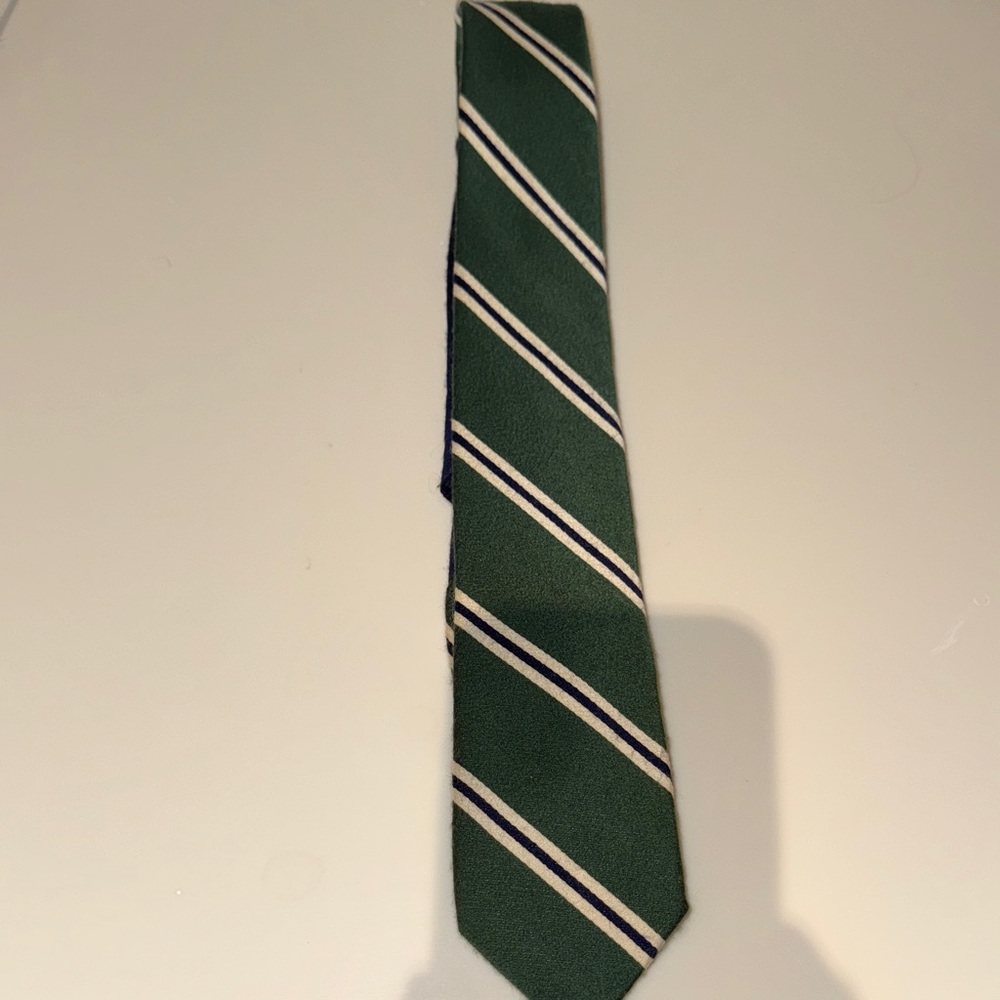 Tommy Hilfiger Green and White Striped Tie